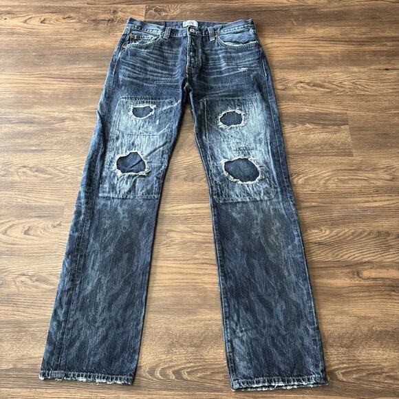 Levis 501 Jeans Mens 34/34 Blue Button Fly Original Fit Straight Leg Denim Fades - Picture 1 of 12